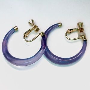Mega cute Purple clip on hoops